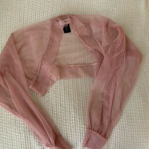 Marcella NYC Pink Sheer Olympia Bolero Luxe Mesh Sleeve Bolero Shrug Sleeves